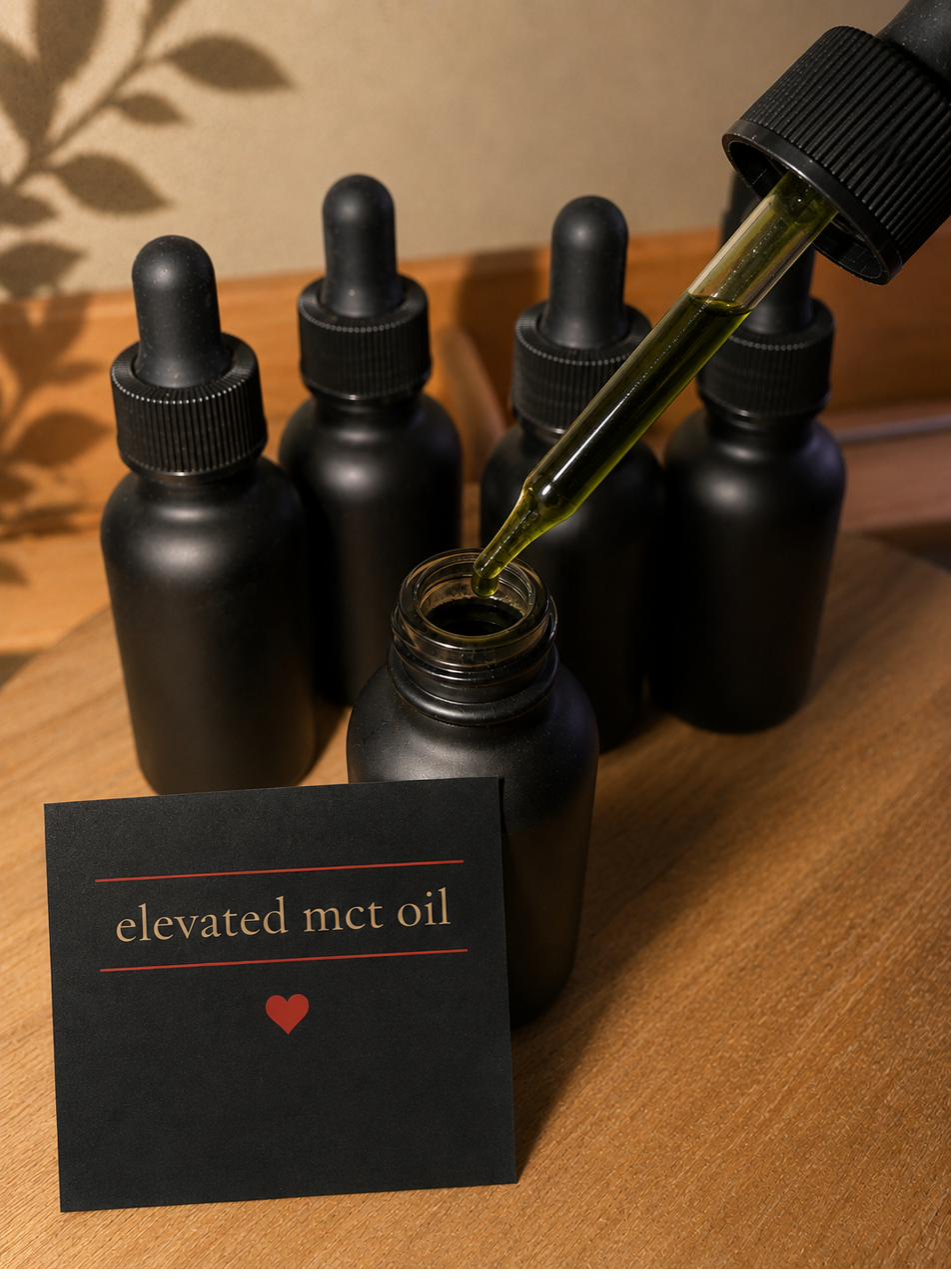 Elevated tincture bottles and dropper